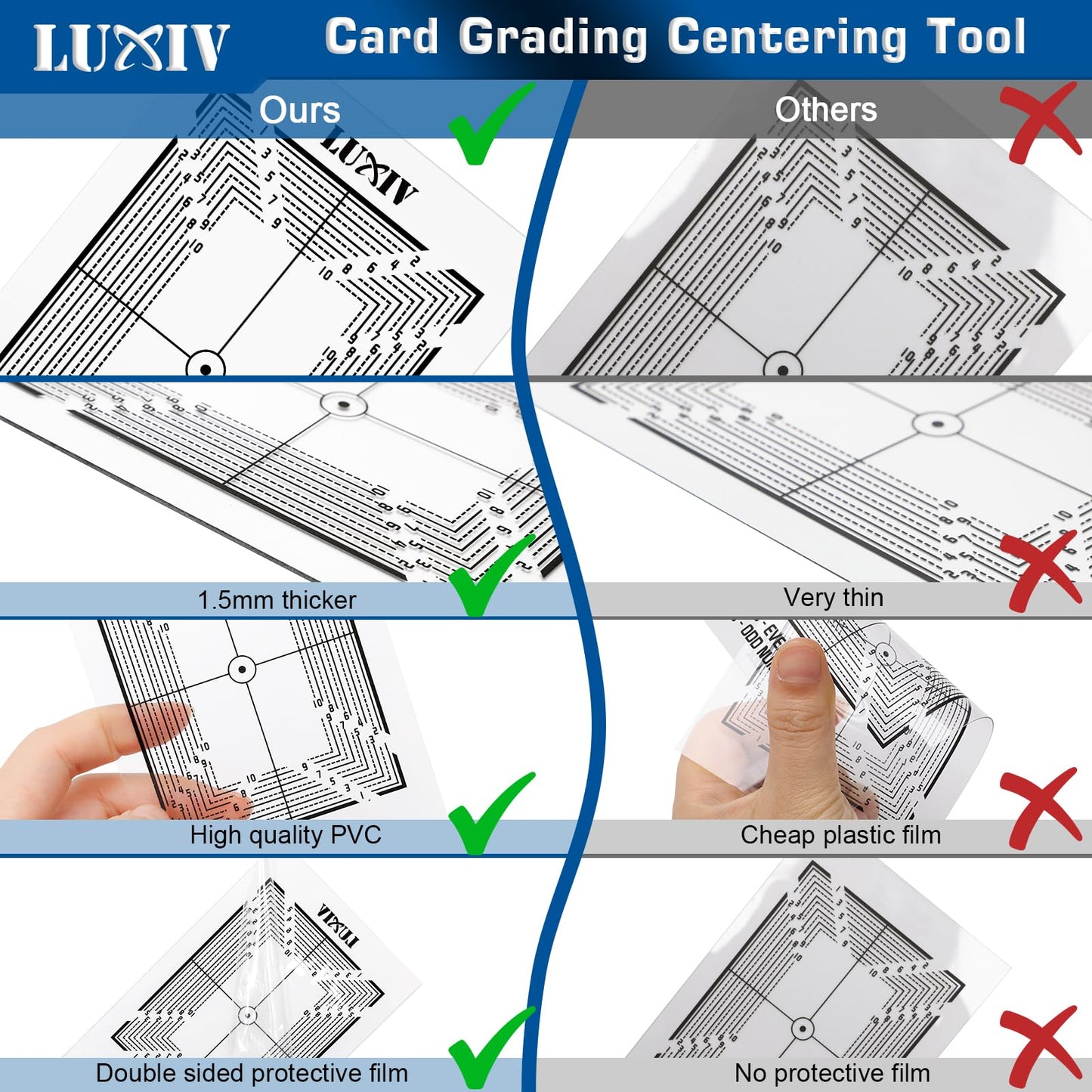 Luxiv Card Grading Centering Tool Kit, Card Center Tool With 30X Magnifying Implement, 2 Pcs Clean Cloth, Centering Guide Center