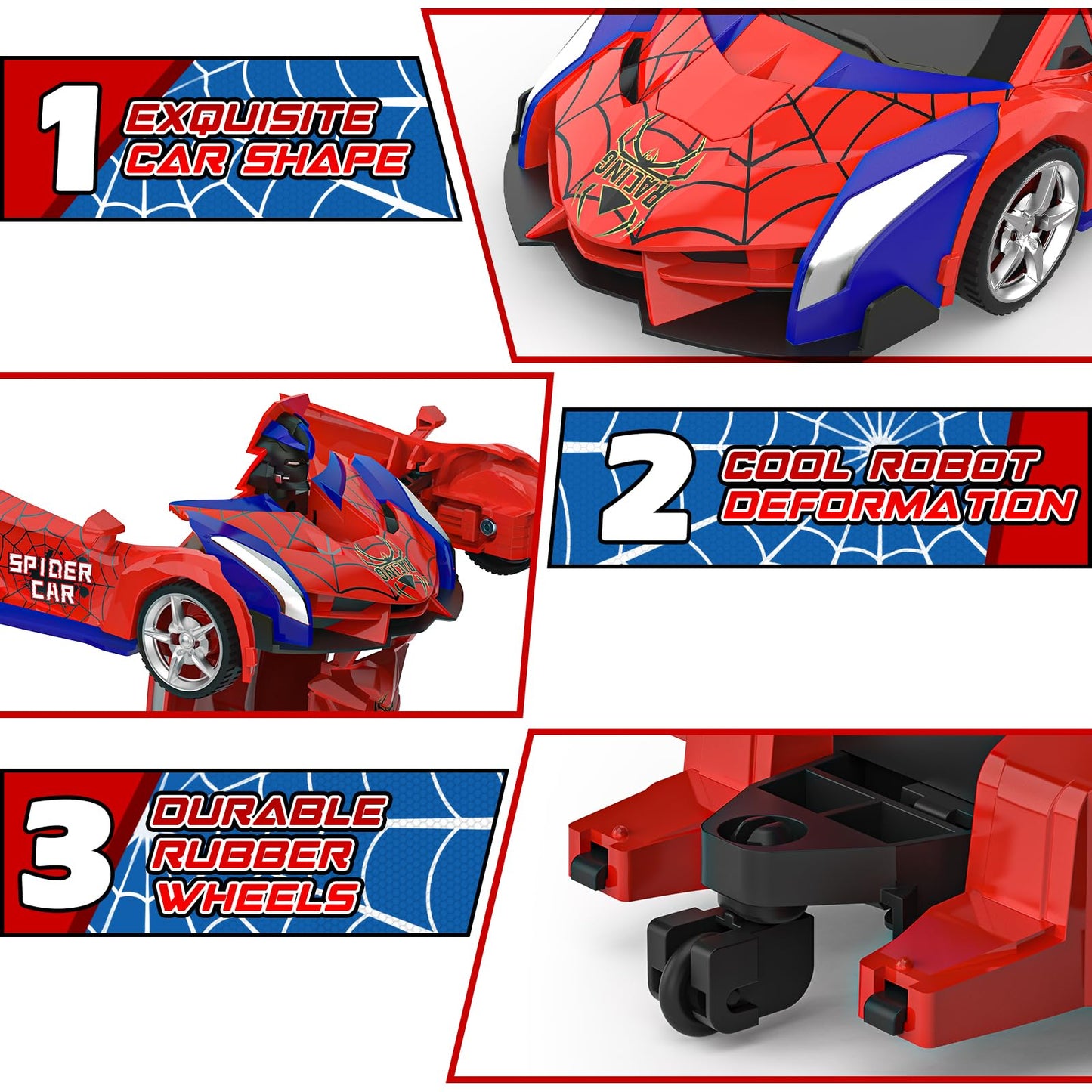 BLUEJAY Transform Rc Cars for Boys 4-7 8-12, 2.4Ghz Remote Control Car 1:18 Scale Transforming Robot, One-Button Deformation 360