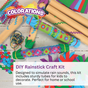 Colorations - RAINKIT DIY Rainstick Kit for Kids, Set of 12, EVA Foam and Cardboard, Native American, Craft Kit, Self-Adhesive,