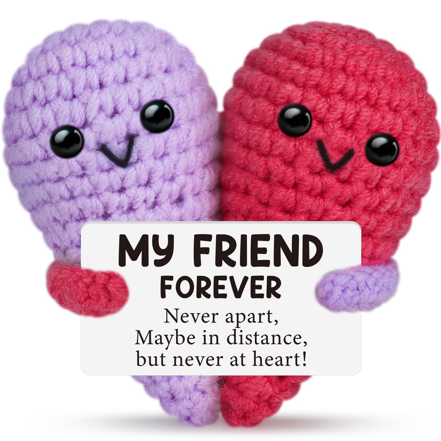 Funny Crochet Heart Gifts for My Forever Best Friend,Birthday Friendship Gifts for Women,Christmas White Elephant Goodbye Farewe