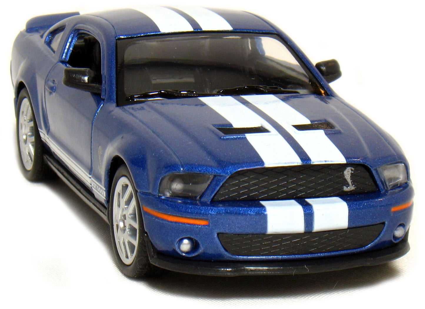 KiNSMART 1:38 Scale Die Cast Metal Model Muscle Car - 2007 Ford Shelby GT500, Blue, 5 inches, KT5310D-Blue, Racing Stripes
