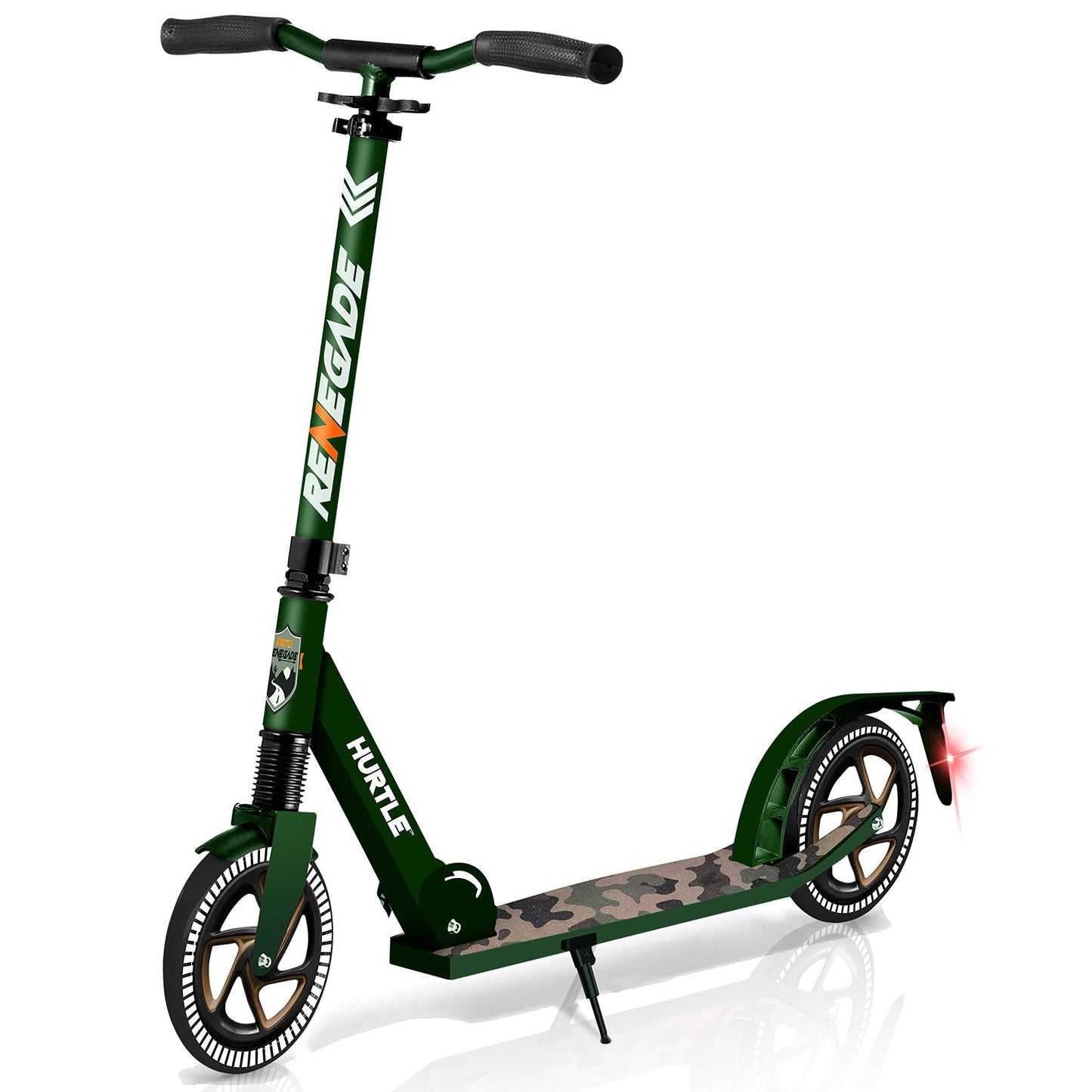 Hurtle Lightweight And Foldable Kick Scooter - Adjustable Scooter For Teens And Adult, Alloy Deck With High Impact Wheels (Camouflage)