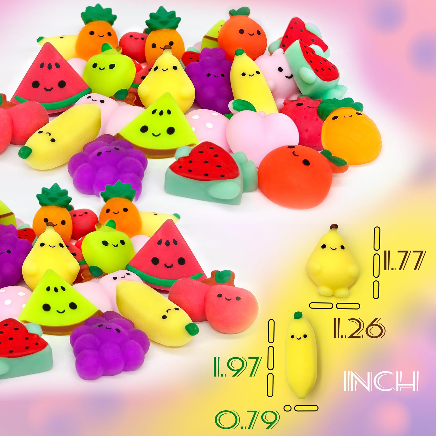 JIAHO 9 Pcs Fruit Squishy Mochi Toys, Kawaii Mini Squishies, Party Favors for Kids, Carnival Prizes, Squeeze Fidget Bulk - Chris