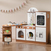 Wooden Corner Play Kitchen With 180 Rotating Design, Kids Kitchen Playset With Interactive Lights & Sounds, Toddler Kitchen Set