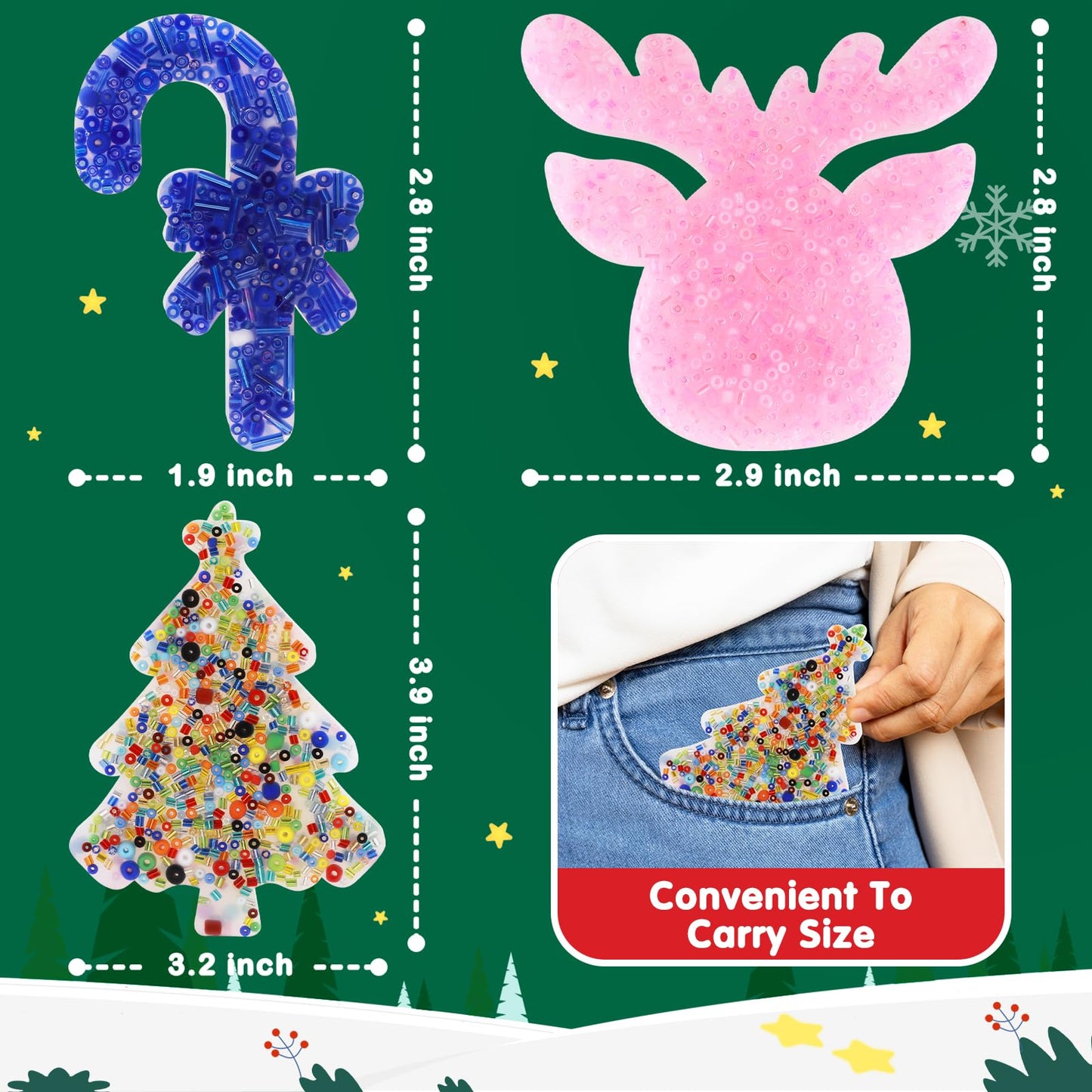 3Pcs Picky Pad - Skin Picking Fidget Toy, Picking Pad With Christmas Tree, Antelope And Magic Wand, Sensory Toys Chirstmas Gifts Silicone Picking Fidget Pad, Sensory Pick Pad, Trichotillomania Toys