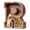 Summidate Wooden Letter Piggy Bank Extra Thick Large Capacity Piggy Bank for Kids Boys Girls Toddler Alphabet R Money Bank| Coin Box Birthday Christmas Festival