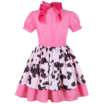 Nuehoryu Cowgirl Costume for Girls Western Outfit with Cowgirl Hat for Halloween Western Rodeo Dress Up (9-10 Years)