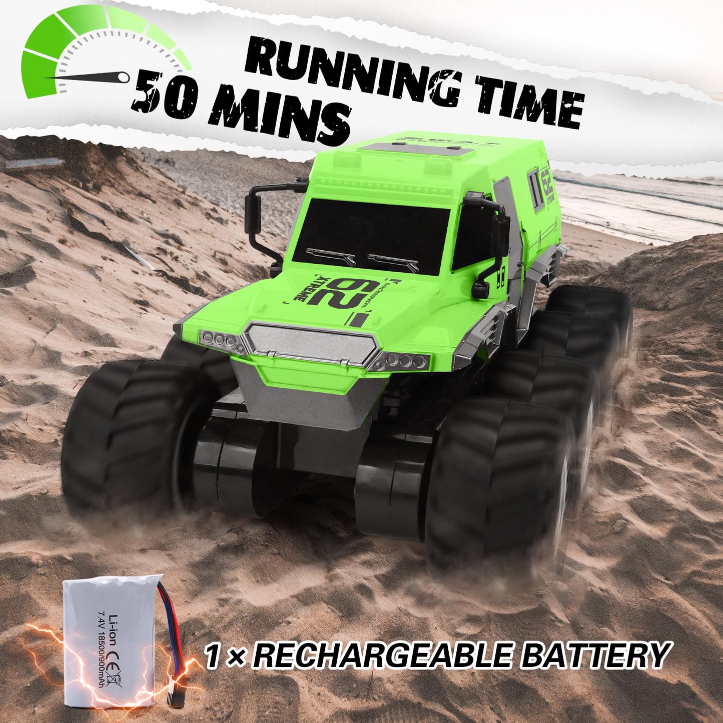JONEALA RC Trucks 8WD Offroad Waterproof,50Mins Playing Time Battery,1: 12 Large Remote Control Monster Truck for Boys Girls,Amp