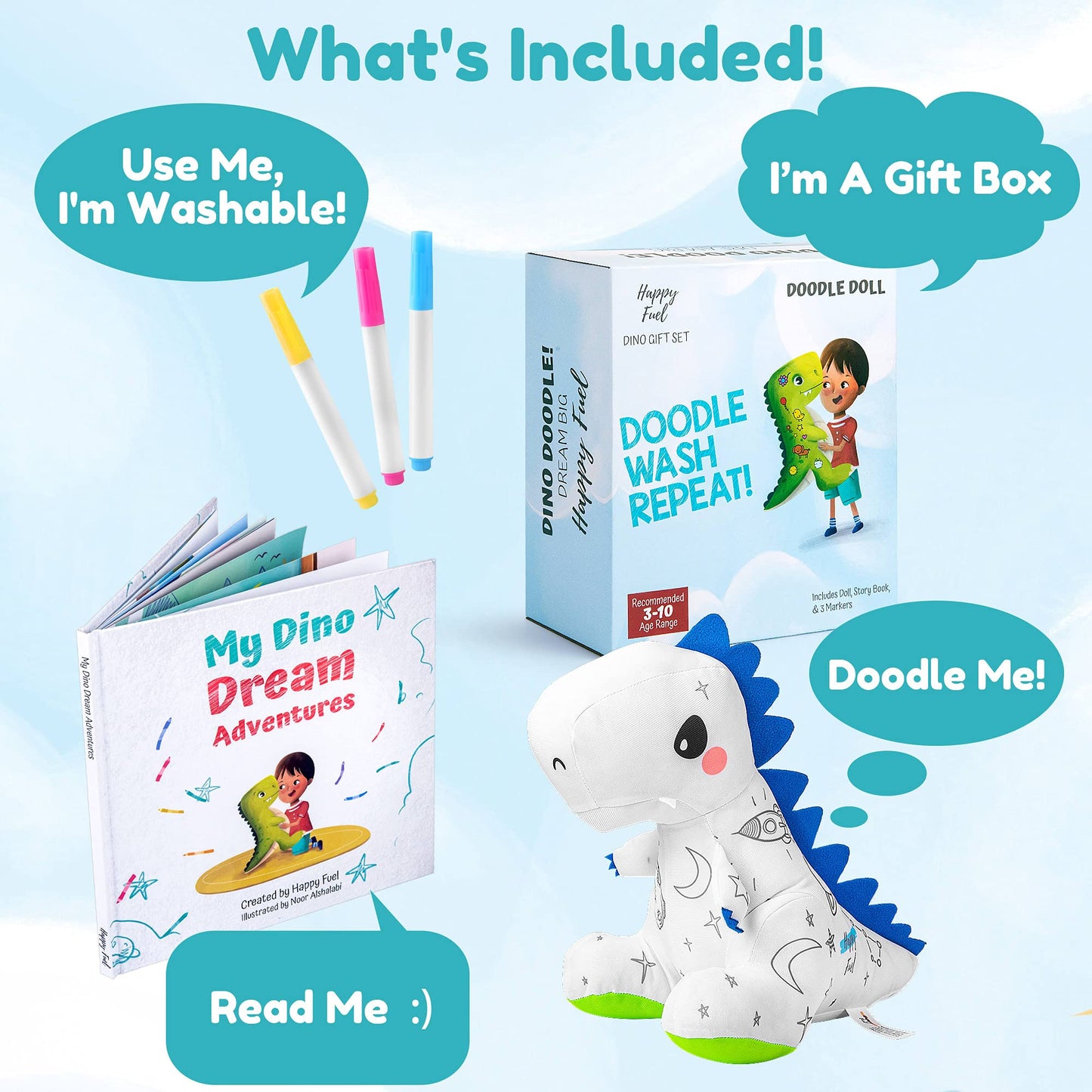 T-Rex Plush Dinosaur Coloring Book Gift Set, Arts And Crafts Soft Diy Washable Dino Doodle Doll Stuffed Animal Toy, Painting Craft Kit Toys, Play Dinosaur Gifts For Kids Boys And Girls Ages 3-5 5-7