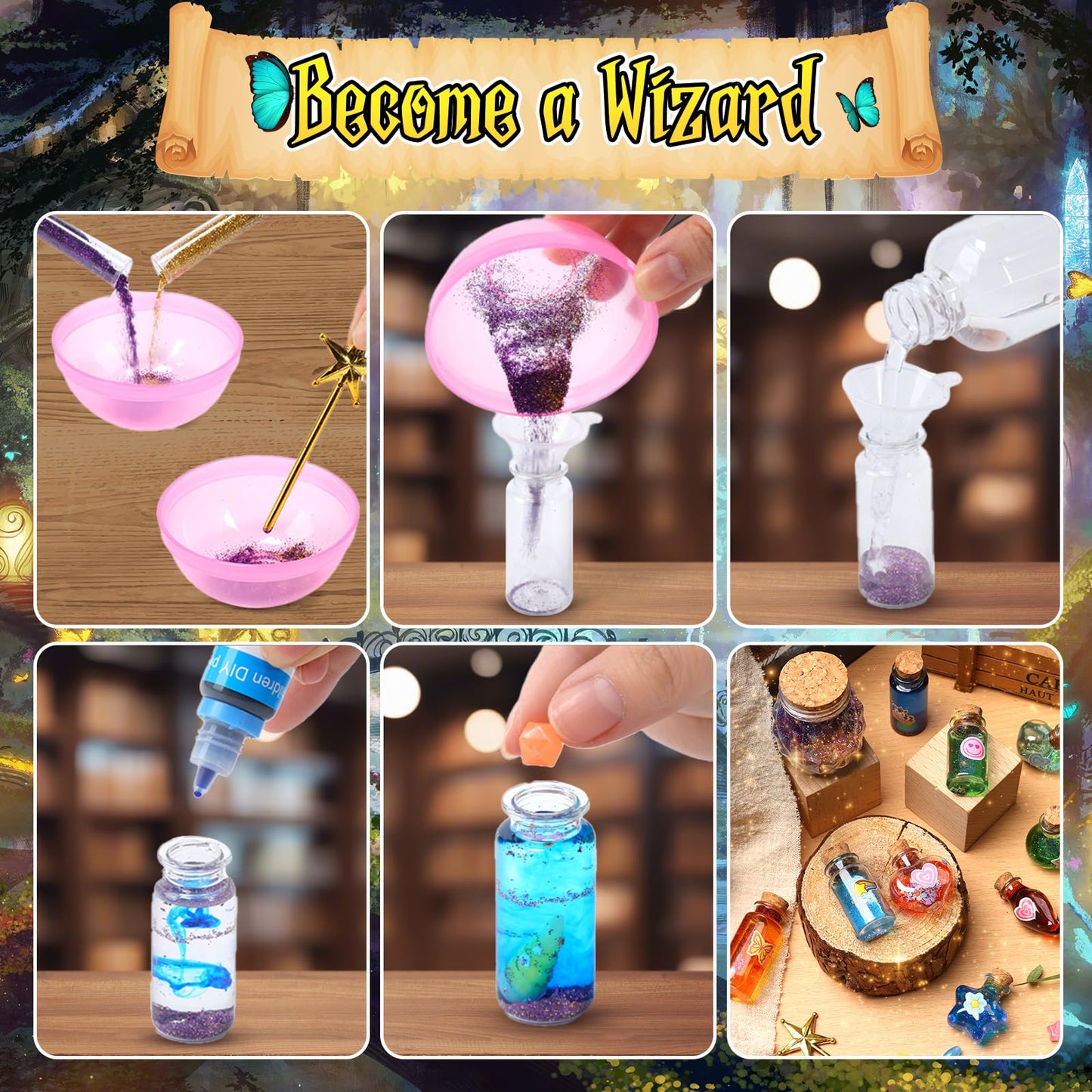 Skirfy Fairy Aqua Potion Kits For Girls With 23 Potion Bottles, Chirstmas Magic Kit Mix Potion Diy Decorations Garden Art Craft
