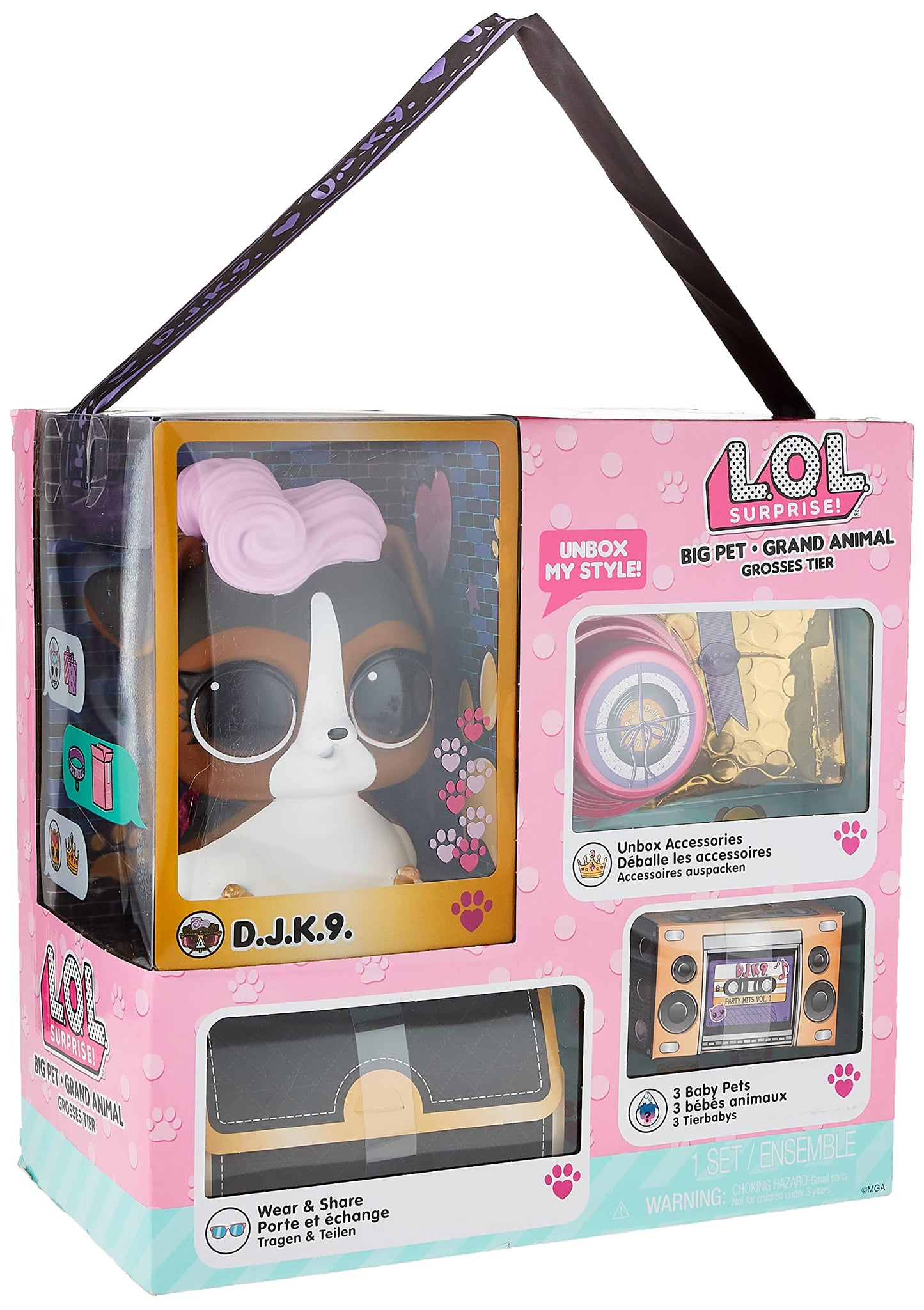 L.O.L. Surprise! Big Pet Dj K.9. With 15 Surprises Including Wear And Share Glasses & Necklace, 2 Pet Babies, Accessories, Backpack Or Piggy Bank, Gifts For Kids And Toys For Girls Ages 4 5 6 7+ Years Old
