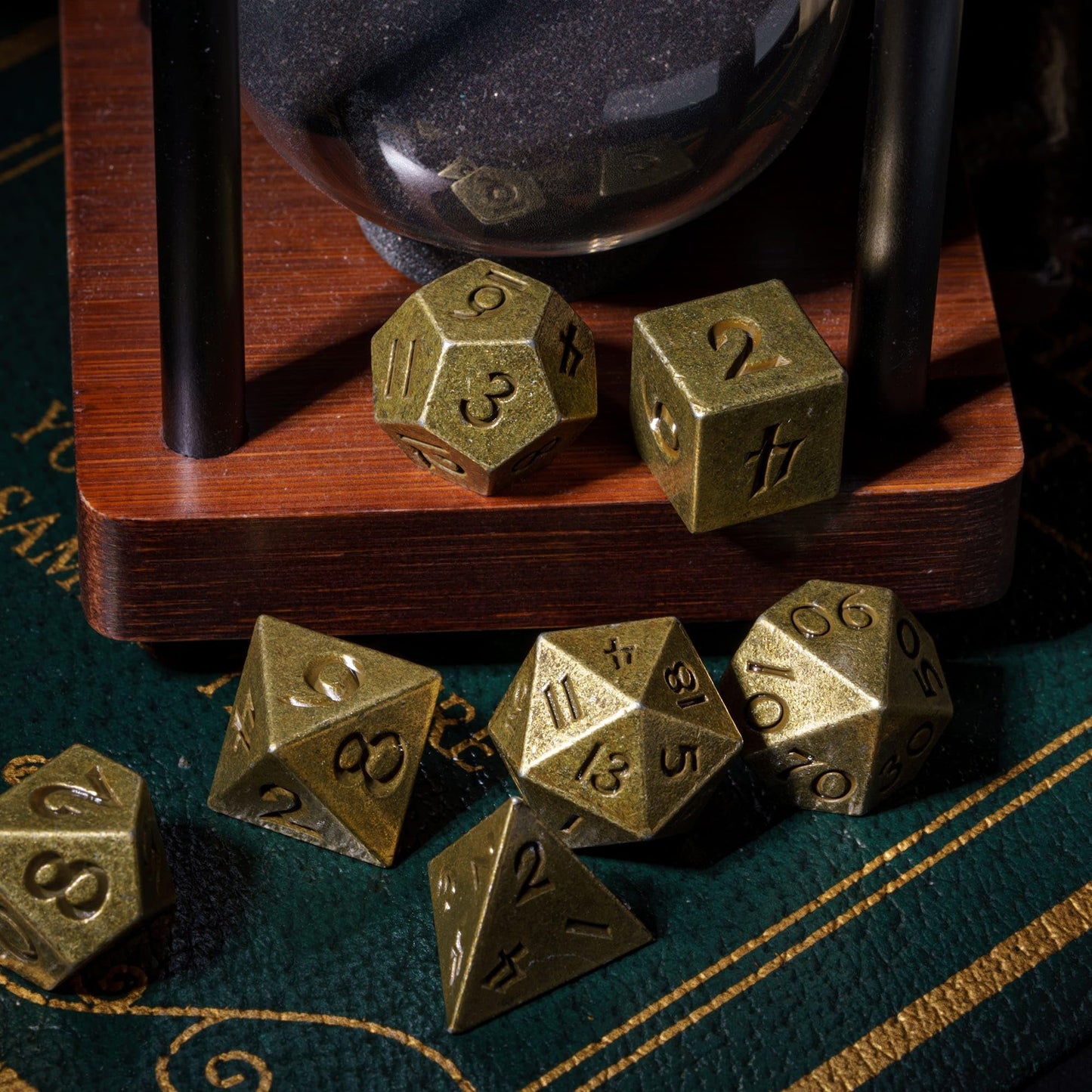 Udixi 12Mm Mini Dnd Dice Metal Dice Set D&D, 7-Die Polyhedral Dice Set For Dungeons And Dragons Role Playing Game (Bronze)