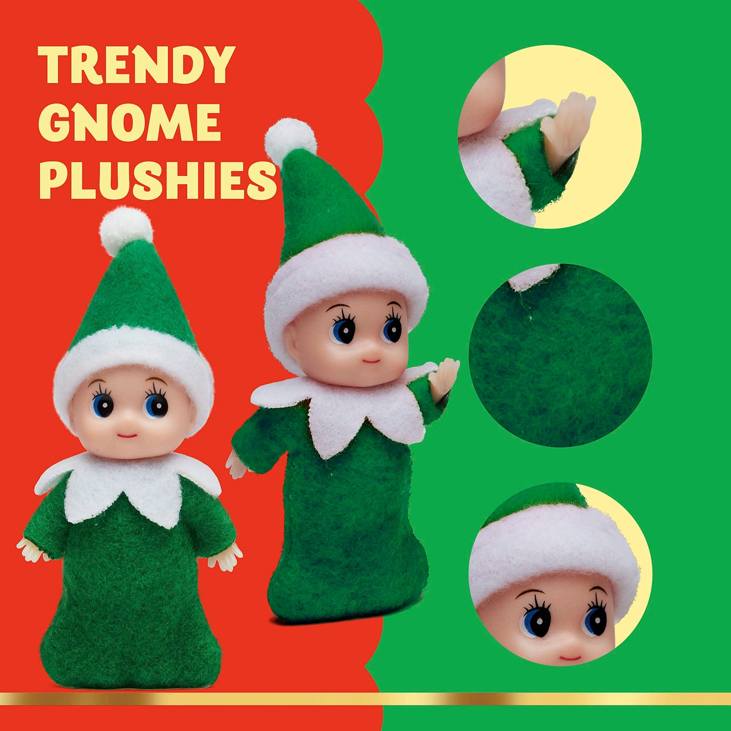Joyin Christmas 3Pcs Tiny Elf Doll Christmas With 1 Red,1 Green And 1 Pink Elf Doll,Holiday Decoration Accessories Tiny Gift For Girls Boys Kids Adults