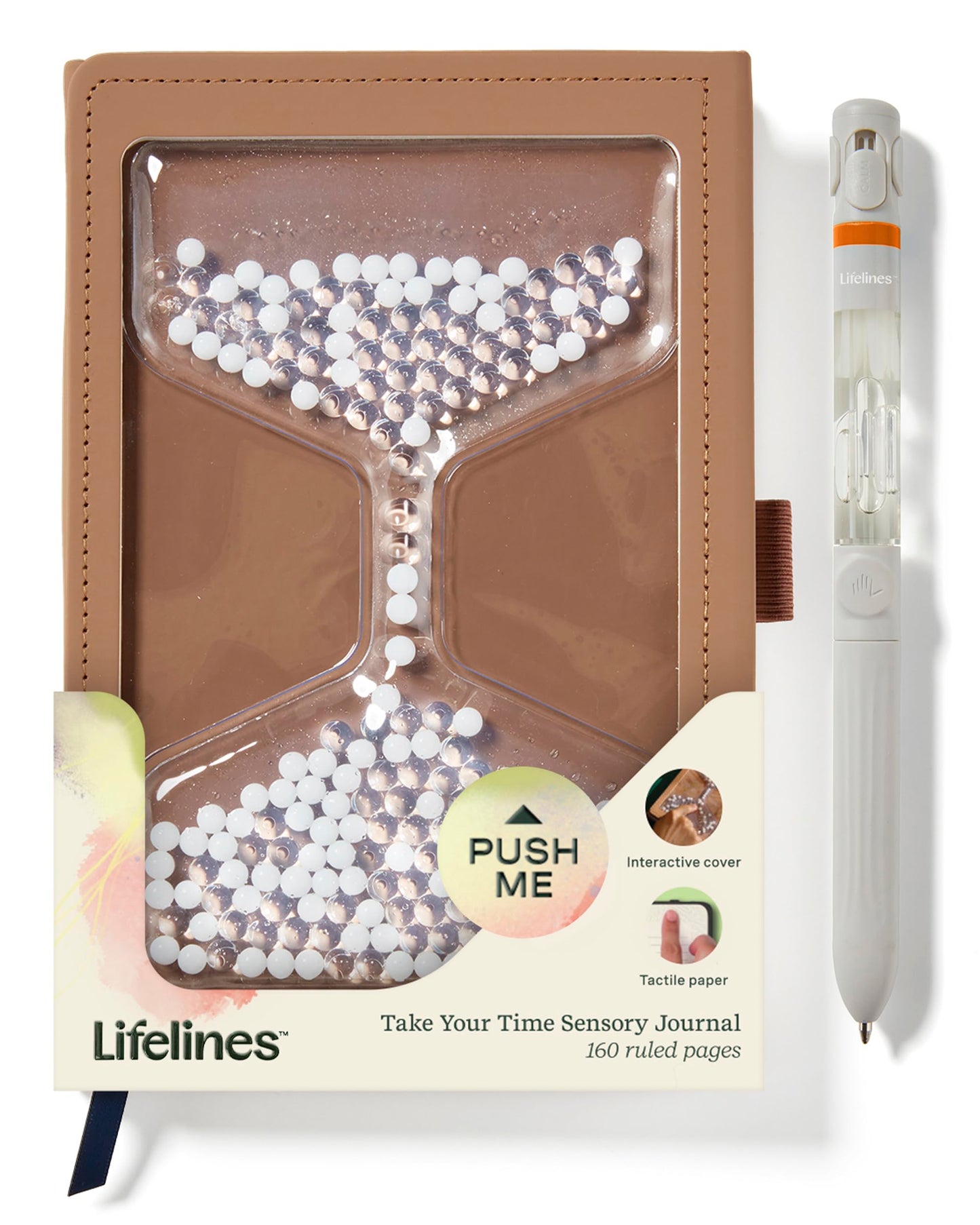 Lifelines Sensory Journal & Pen Diffuser Set, Take Your Time - Fidget Ruled Notebook Journal With Interactive Tactile Cover & Em