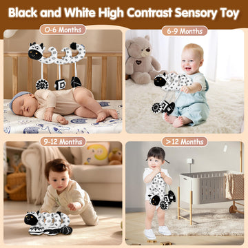 Tsyan Car Seat Toys For Babies 0-6 Months,Hanging Rattle Toys For Crib Mobile, Baby Spiral Hanging Stroller Black And White High