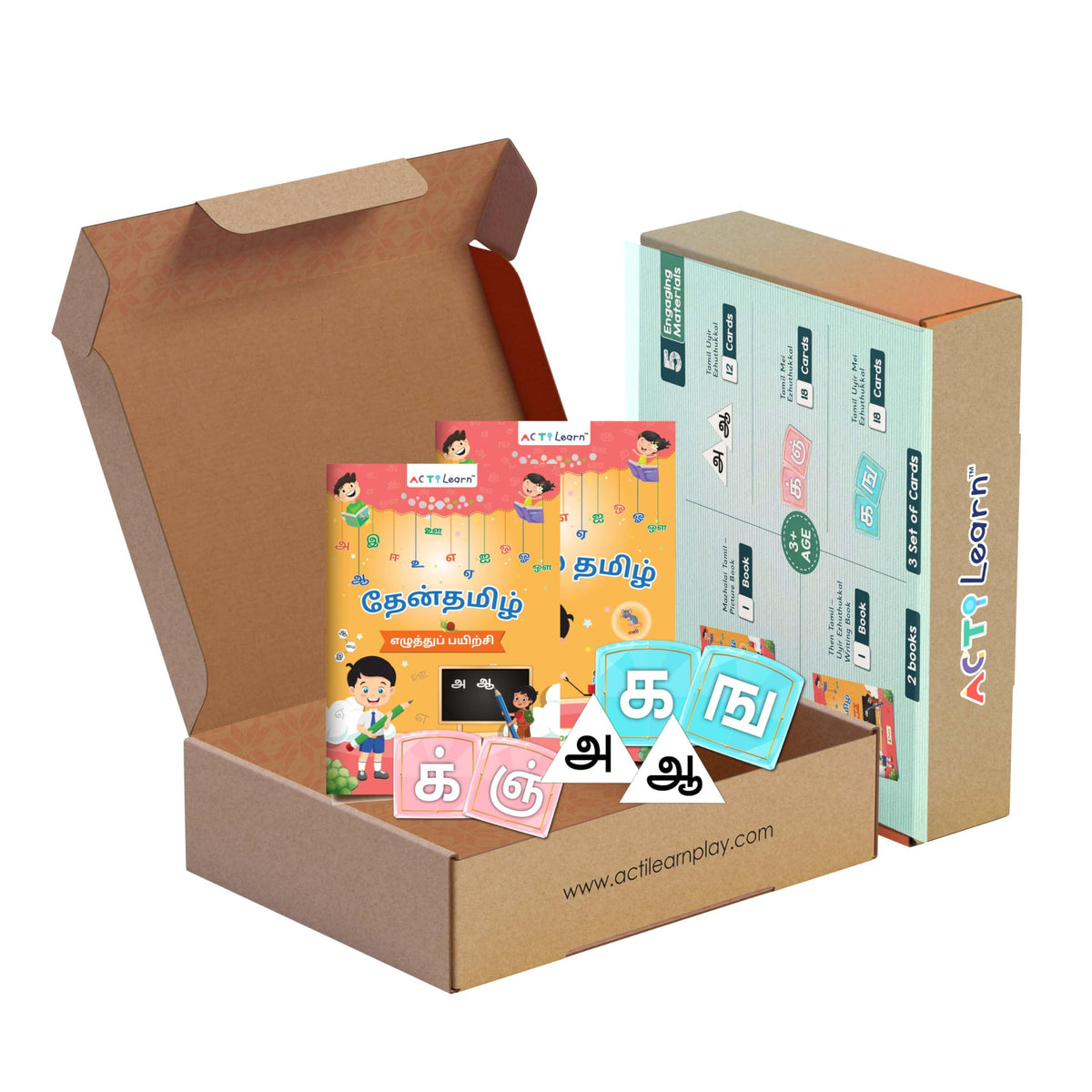 ActiLearn Tamil Activity Kit for Ages 35 | Tamil Writing Workbook + Flashcards | Preschool Tamil Learning Set