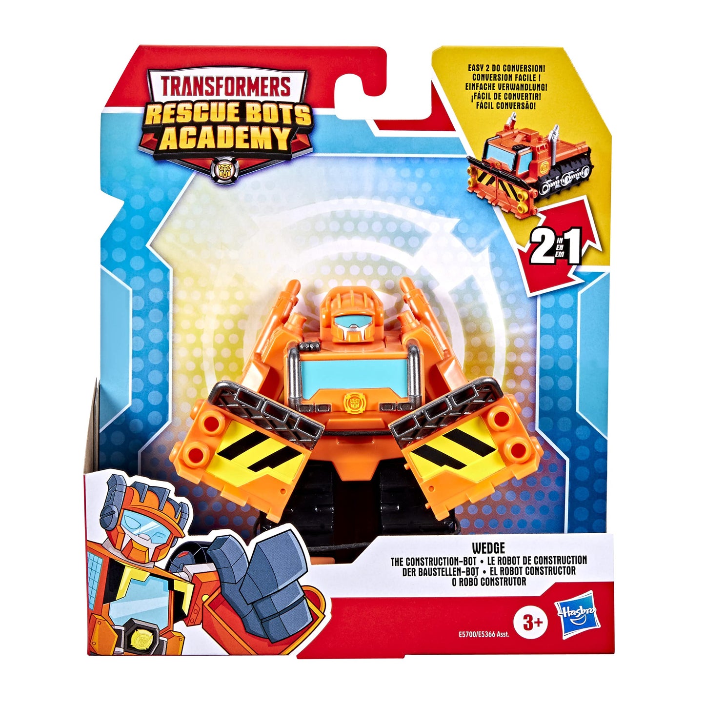 Transformers Playskool Heroes Rescue Bots Academy Wedge The Construction-Bot Converting Toy, 4.5 Figure, Toys for Kids Ages 3 &