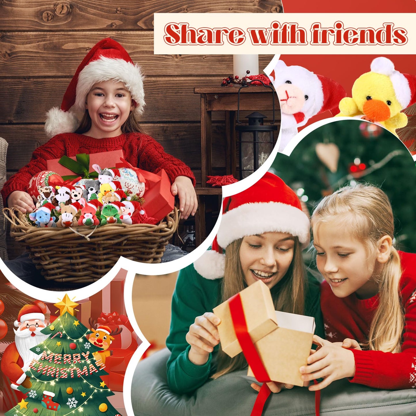 Blueweenly 12 Pcs Mini Christmas Stuffed Animal Plush Toys Christmas Plush Keychain With Santa Hat Tiny Xmas Plush Doll Ornaments Christmas Tree Decor For Party Favors Classroom Prize Stocking Fillers