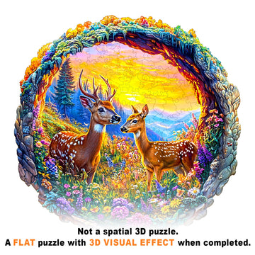 Wooden Puzzles for mature-themeds - 3D Vision Deer Wooden Jigsaw Puzzle - Unique Animal Shaped Wood Puzzles mature-themed - Creative Birthday Gift Family Game (300pcs)