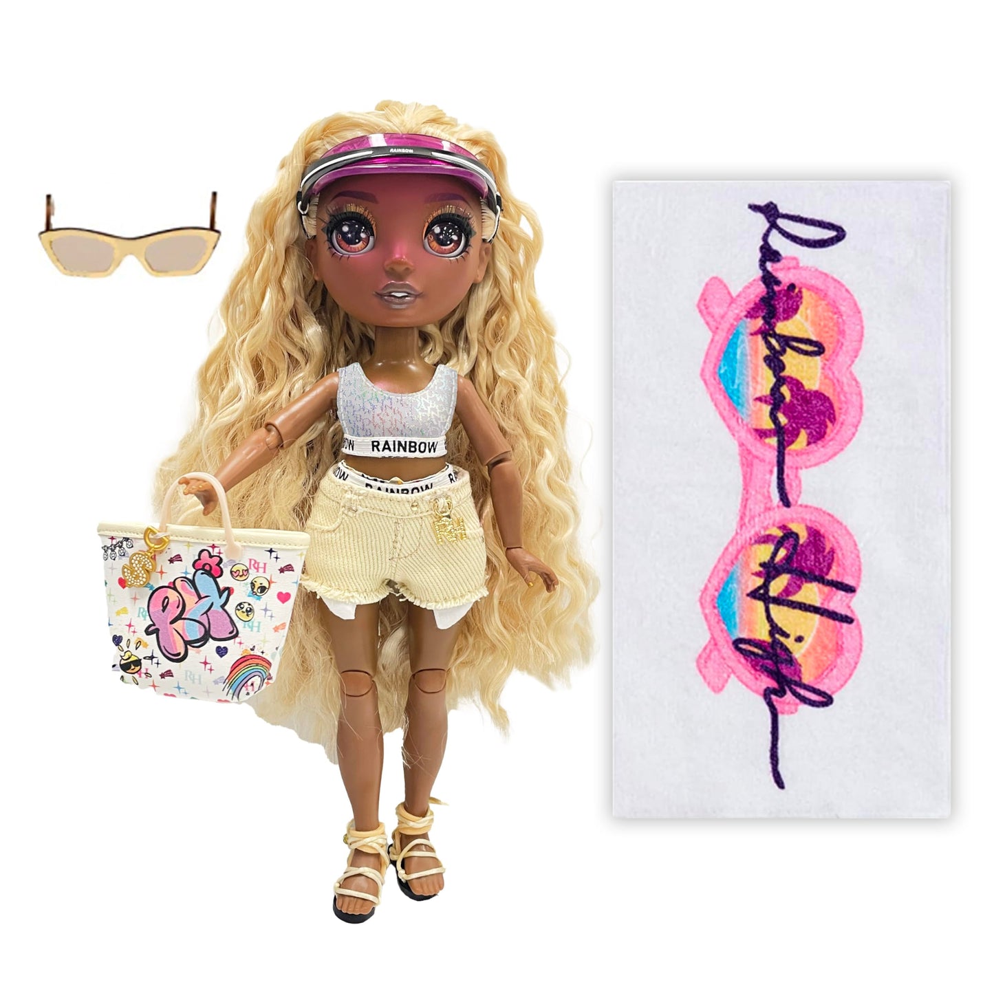 Rainbow High Pacific Coast Harper Dune- Sand (Light Yellow) Fashion Doll With Outfit, Pool Accessories Playset, Interchangeable Legs, Toys For Kids, Great Gift For Ages 6-12+ Years