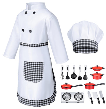 Kids Chef Costume For Boys Girls Kitchen Cooking Party Cosplay 4-5T Black
