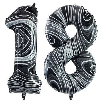 Goer Number 18 Balloons For 18Th Birthday Sweet 18 Party Decorations,42 Inch Jumbo Foil Helium 81 Balloons For 81St Birthday Party Decoration (Marble Black)