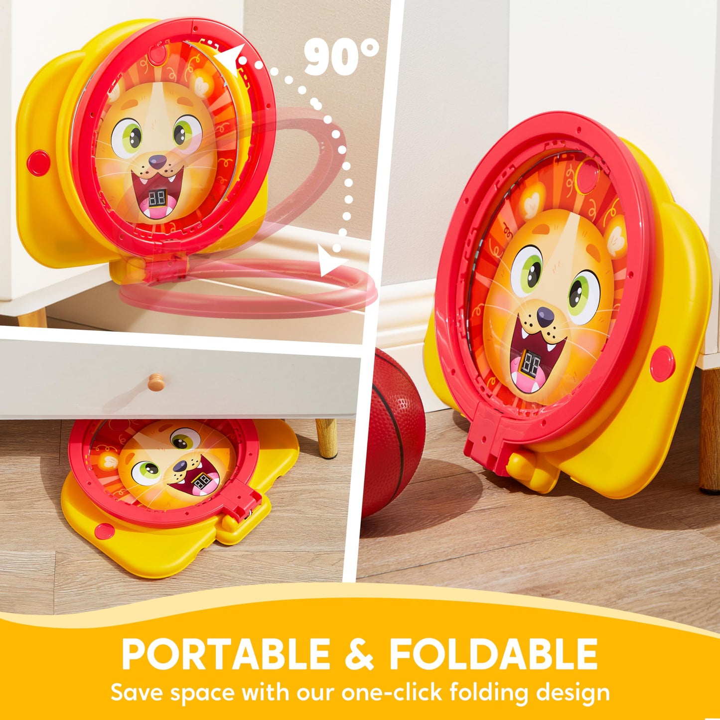 Syncfun Mini Basketball Hoop Led Scoring Indoor Hoop With 2 Balls, Indoor Adjustable Height Basketball Hoop, Space-Saving, Chris