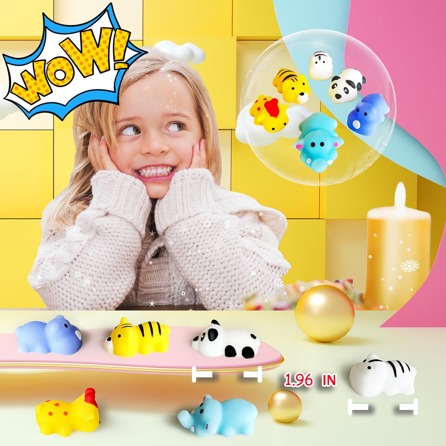 6 Pcs Animal Kawaii Squishies For Kids, Mini Mochi Sensory Squishy Toys For Kids Party Favors, Goodie Bag Stuffers, Squeeze Fidg