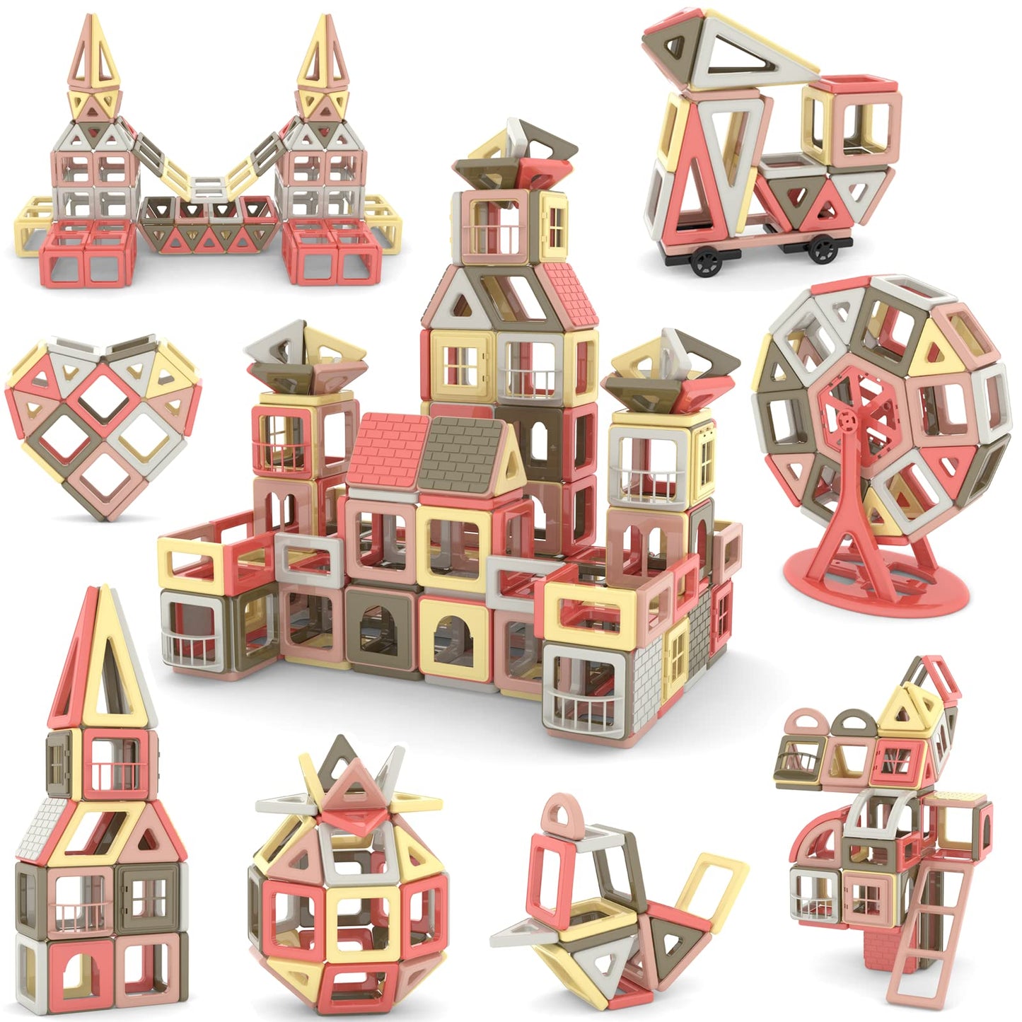 AOMIKS 173Pcs Magnetic Tiles 3D Mini Magnetic Blocks for Kids Educational Inspirational Learning & Creativity STEM Building Toys