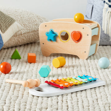 large online retailer Basics Musical Pounding Bench With Xylophone and Shape Sorter Toy-Kids Gift for Toddlers Age 18M+ Boy Girl Baby 11.6 x 5.2 x 6.3 inches Multicolor