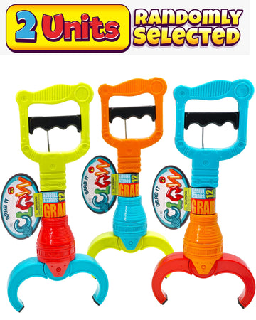 JA-RU 12 Inch Claw Grabber Toy - 2 Pack Plastic Robot Claws for Kids, Yellow, Model 5617 - Hand Eye Coordination Learning Tool