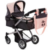 Dolls To Play Baby Doll Stroller - Pink Convertible Pram, Adjustable Handle, Foldable, 25 Inch, Heavy Duty with Rotating Wheels