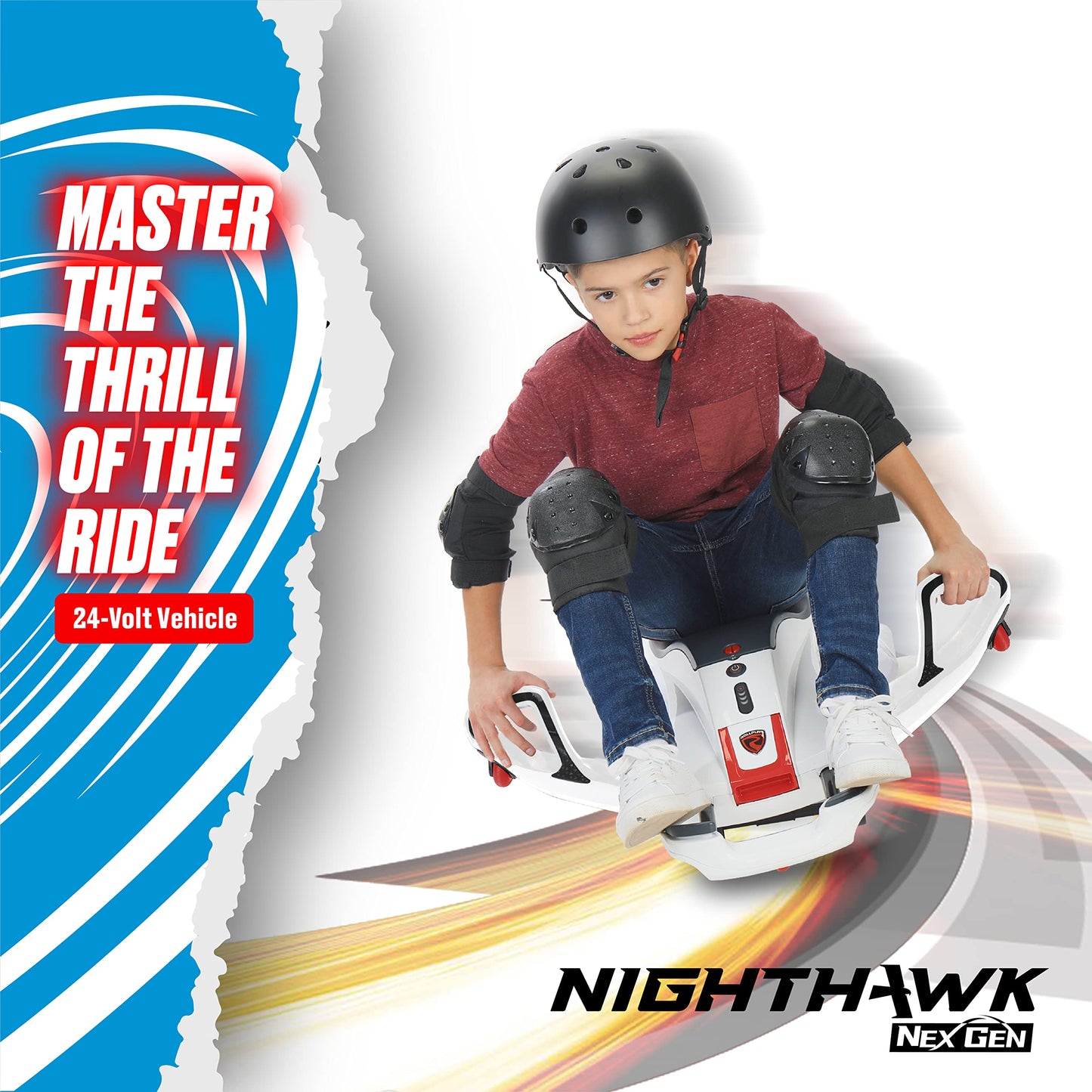 Rollplay Nighthawk NexGen Electric Ride On Toy for Ages 6 & Up with High Power 24V Lithium Ion Battery, Side Handlebars for Stee