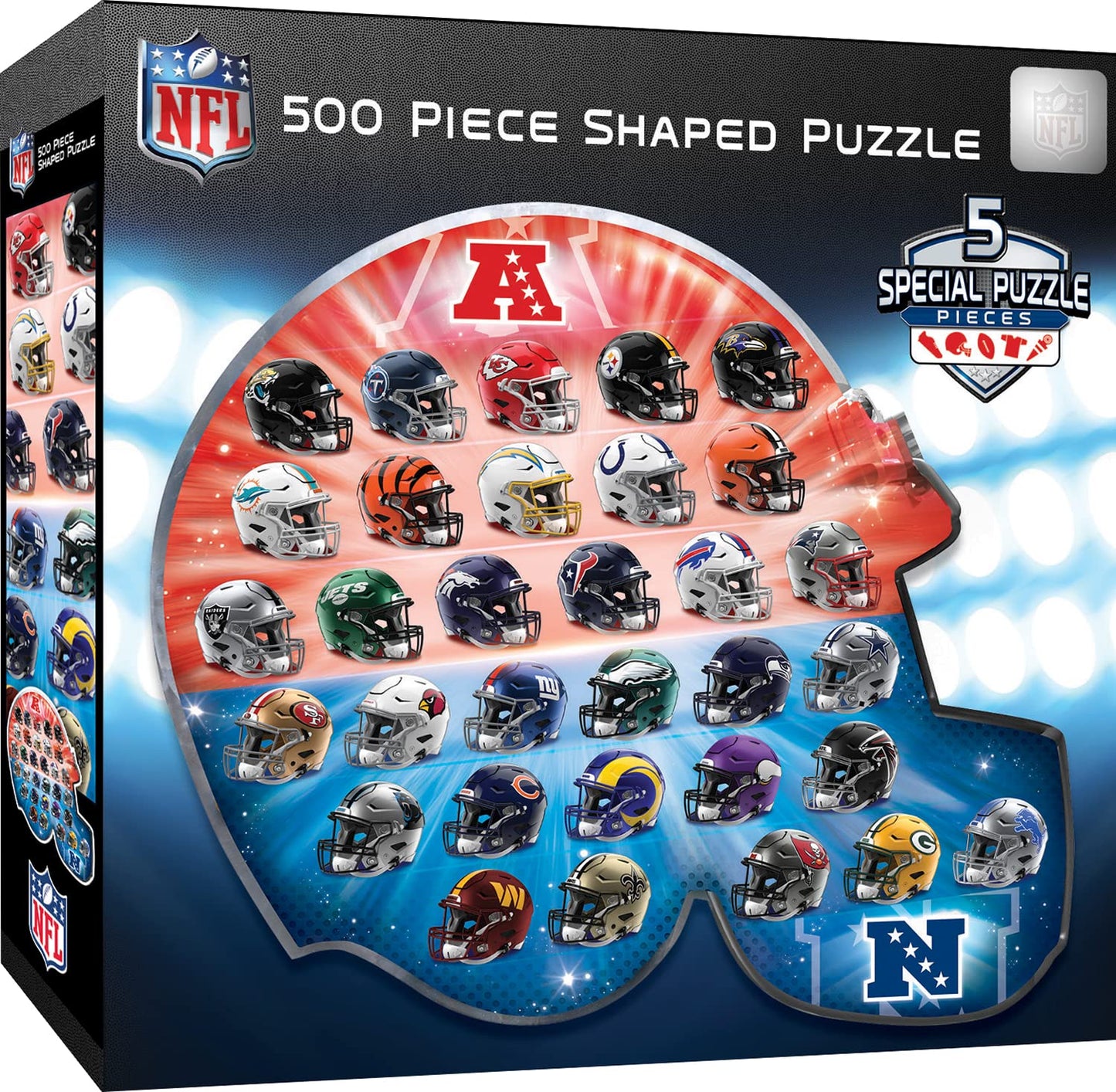Masterpieces 500 Piece Sports Jigsaw Puzzle For Adults - Nfl Helmet Shaped Puzzle - 25'X22'