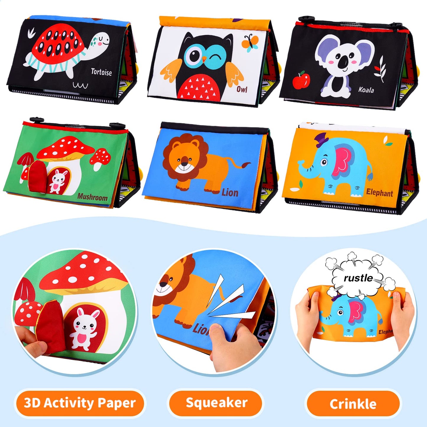 Baby Mirror Tummy Time Toys 0-3 3-6 Months Sensory Crinkle Cloth Baby Books Black And White High Contrast Baby Toys For Newborn Infant Montessori Car Seat Teething Toys 0-6 6-12 Month Boys Girls Gifts