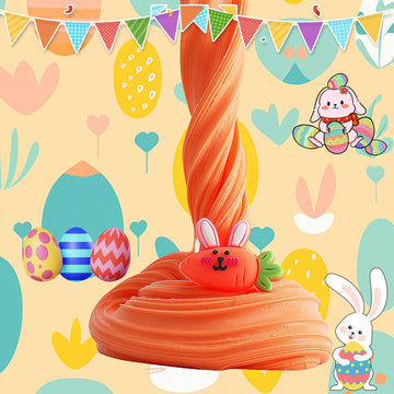 Okaybee Carrot Orange Butter Slime With Easter Bunny Slime Charm, Slime Toys For Kids, Easter Gifts For Toddlers Teens Unisex Ch