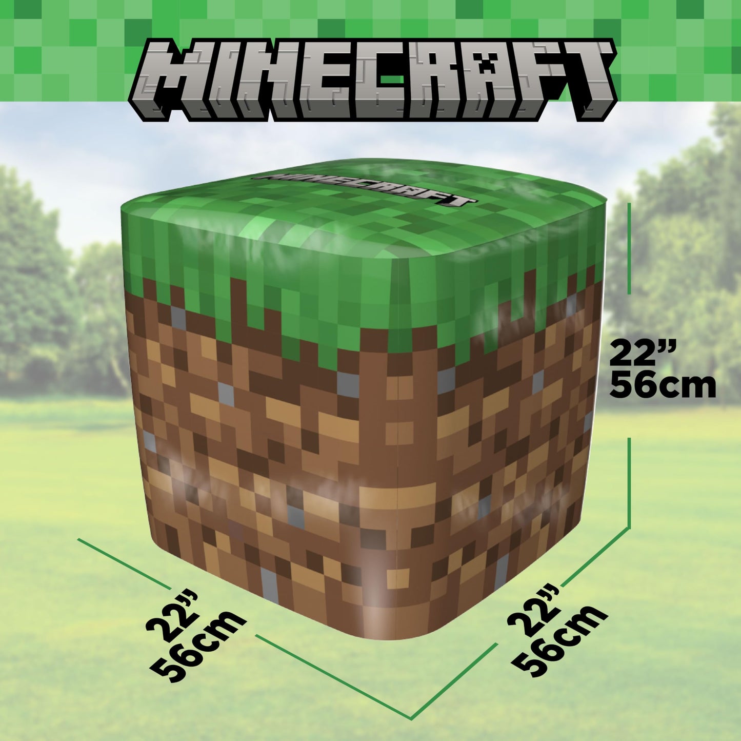 PLAYVIEW Minecraft Inflatable Building Blocks Set, 22x22x22, Vinyl, Model 50900, Kid-Sized, Ideal for Creative Play