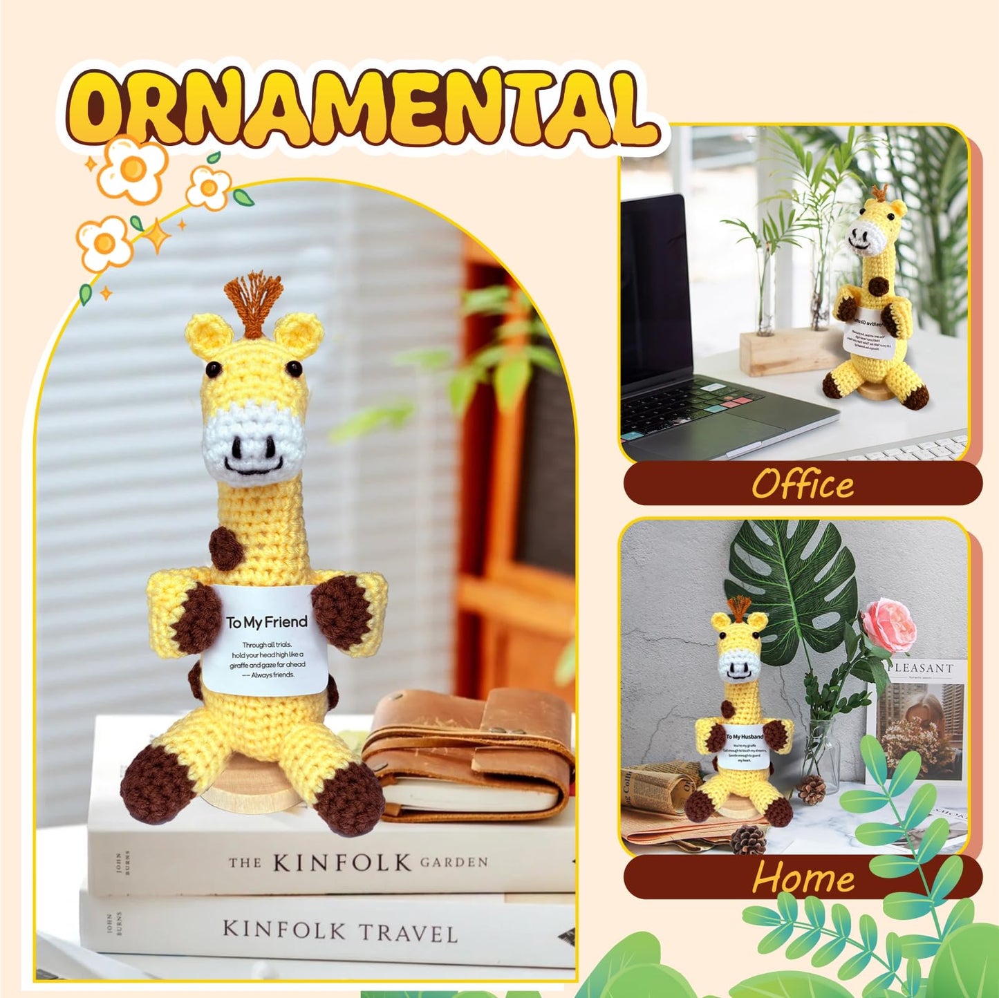 Positive Crochet Animals Giraffe Gifts, Emotional Support Crochet Birthday Gifts For Women Daughter Friend Husband Wife Girl, Ha