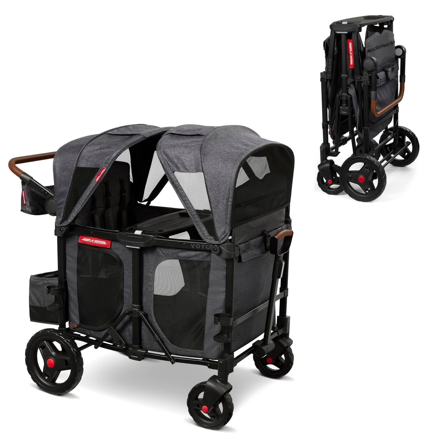 Radio Flyer Voya Xt Quad Stroller Wagon, 4 Seater Wagon Stroller For Kids, Baby Stroller Wagon, Gray, Large