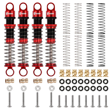 INJORA 45mm Shocks Aluminum Threaded Absorber Oil Damper for FMS FCX24 1/24 RC Crawler Upgrade(Red)
