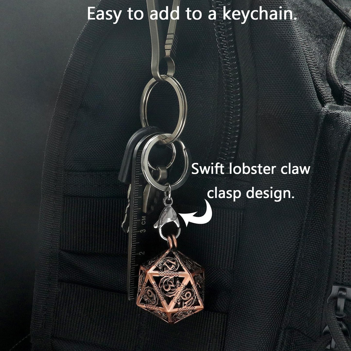 PJOY Mini Dice Set Tiny DND Dice with Hollow D20 Cage Portable 7PCS D&D Keychain Small Metal Dice Set for Role Playing Dice Game