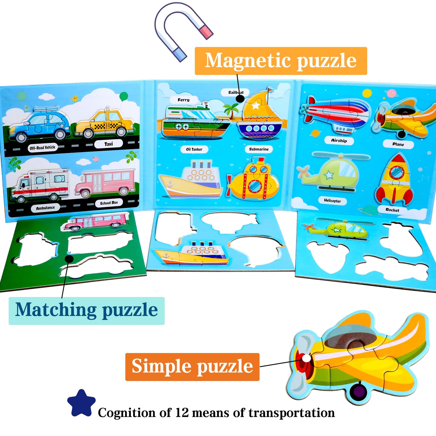 Magnetic Puzzles For Kids Ages 1-3, Travel Toddler Puzzles Ages 2-4 Year, Space Car Activities Toy For Boys & Girls 3-5 Yo - Lea