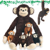 XYHQYB Monkey Stuffed Animals Set, 5 Plush Monkeys in Zippered Pouch, Brown, Nurturing Gifts for Boys and Girls, Model QYB-007