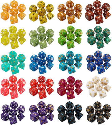 QMay DND Dice Set -25x7 (175pcs) Polyhedral Dice Compatible with Dungeons and Dragons D&D RPG MTG Table Games.25 Sets of 7 dice