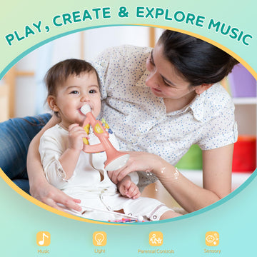 Contixo Kt2 Toddler Music Toys - Little Trumpet Toy, Baby Educational Toys, Kids Musical Instruments For Practice, Mini Trumpet With Light Effects, Adjustable Volume, Multiple Rhythms, Blue