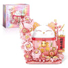 Lucky Cat Building Block Set Compatible with Lego Cat 868Pcs Cute Fortune Cat with Flowers Building Blocks Christmas Birthday Creative Gift for Girls Boys mature-themed (Pink Cat)