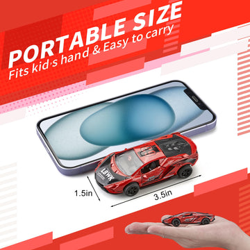 KIDAMI Pull Back Cars for Kids, Vehicles Race Toys, Diecast Cars Playset with Door Openable, Friction Powered Cars Toys for Todd