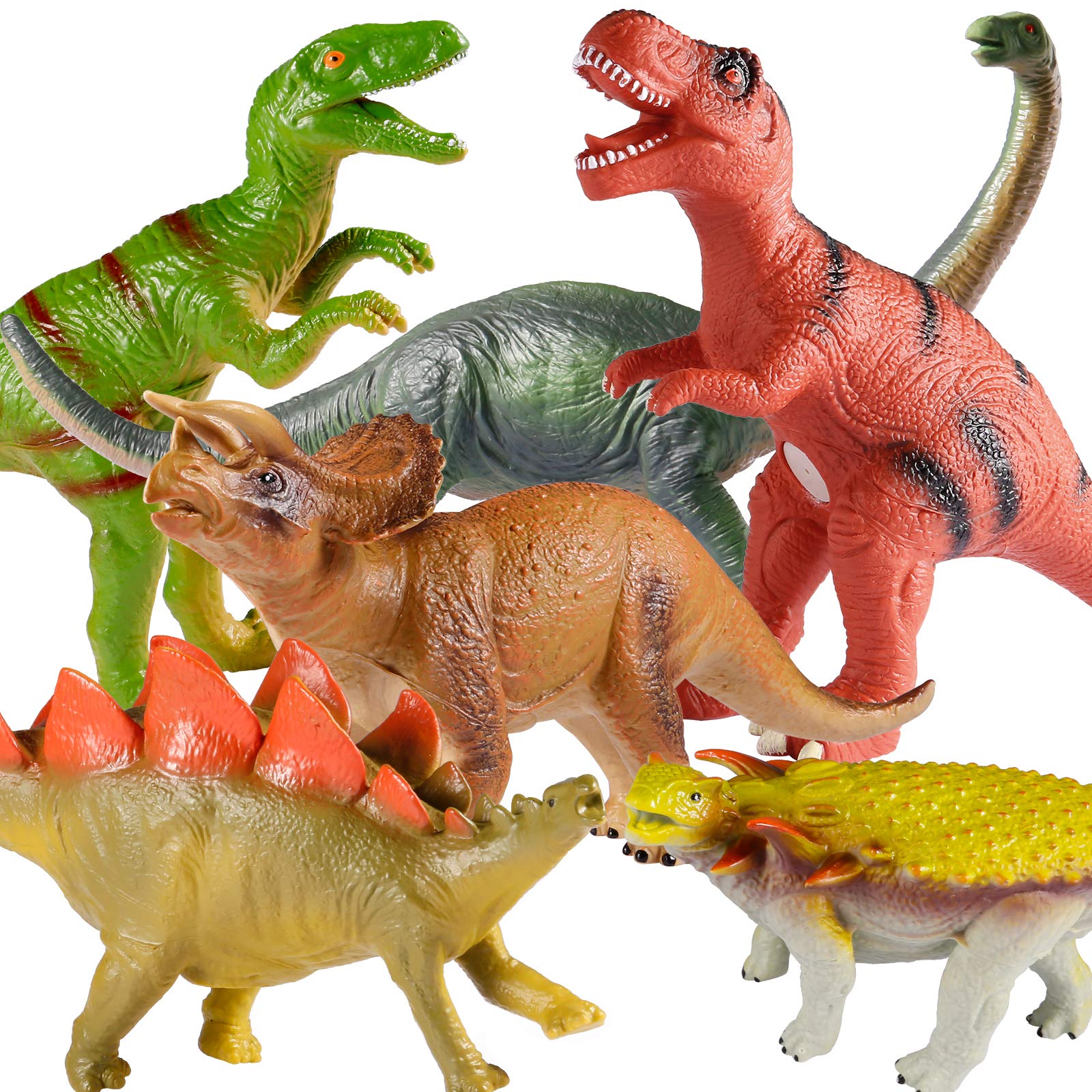 Tepsmigo Soft Dinosaur Toys for Kids 3-5, Dinosaur Toys for Kids Toddlers - 6Pack Jumbo Dinosaur Toys, Jurassic Dinosaurs T-Rex Velociraptor, image size:1600x1600