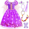 Aolliya Rapunzel Light Up Dress for Girls Purple Princess Costumes Halloween Dress Up for Cosplay Party Carnival