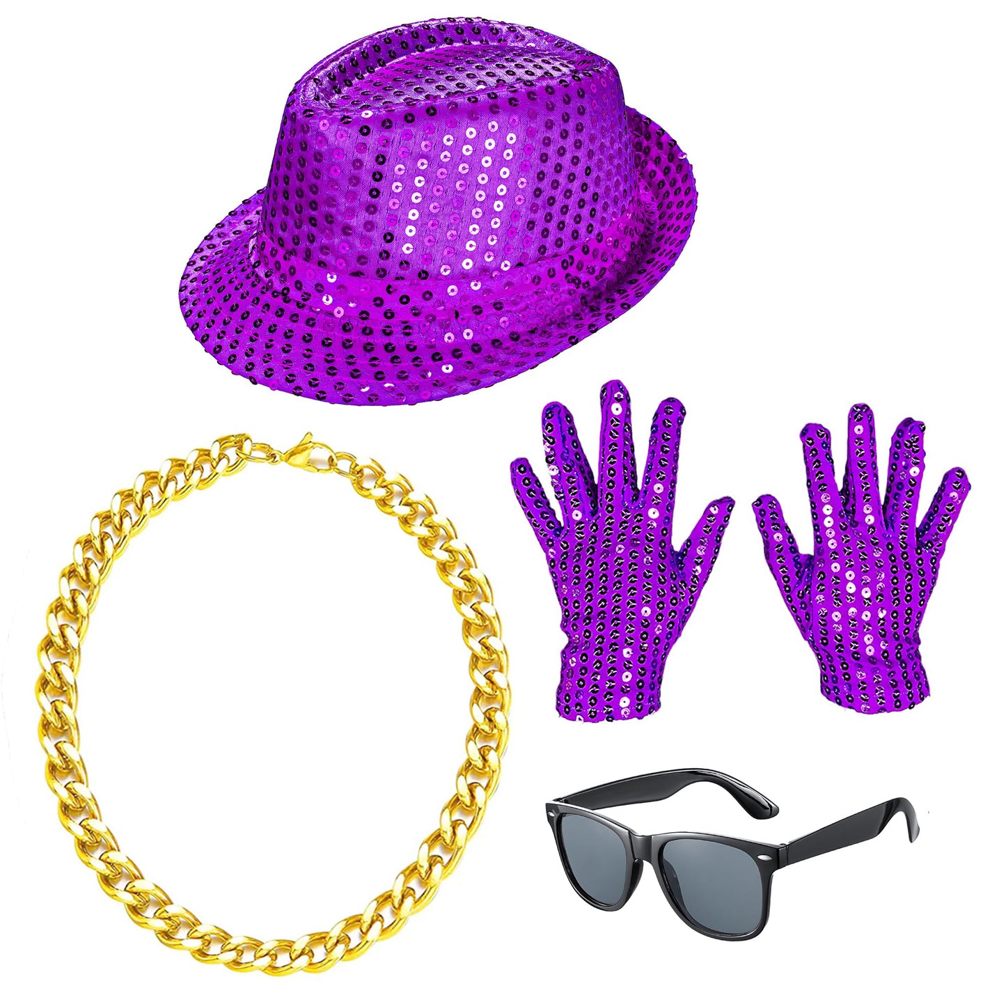 Kids Dance Hip Hop Jazz Costume Boys Sequin Vest Hat Sunglasses Set For Dance Party 8-9 Years Purple